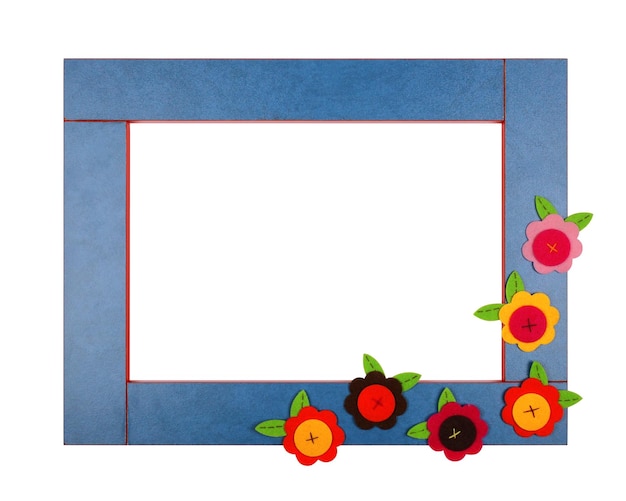 Art children frame with velvet flowers