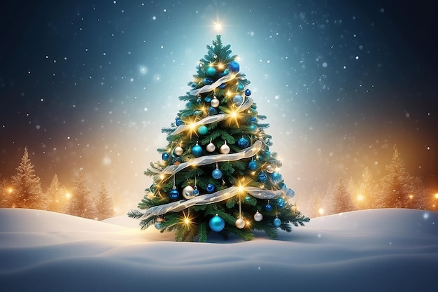 Art christmas tree light background