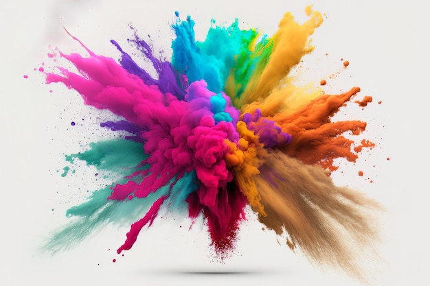 Art clor kleurrijke plons holi regenboog kleur poeder explosie Generatieve AI