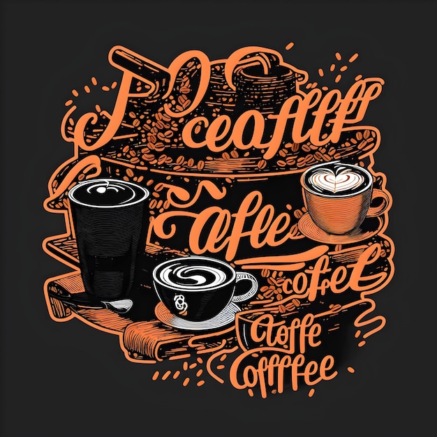 Foto l'arte del caffè lettering disegnato a mano aigenerato