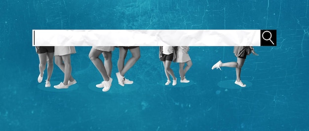 Фото Художественный коллаж женских ног с ободком на сюрреалистическом фоне иконки поиска в интернете