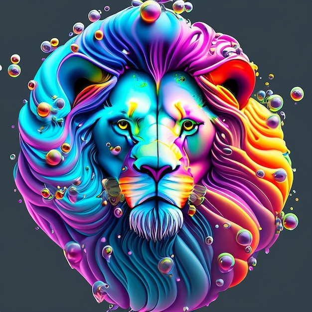 art colorful lion