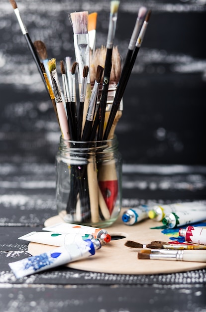 Art and craft tools. Items for children's creativity.