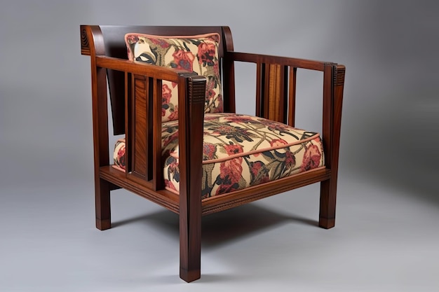 Art deco armchair with sleek lines and tapestry seat