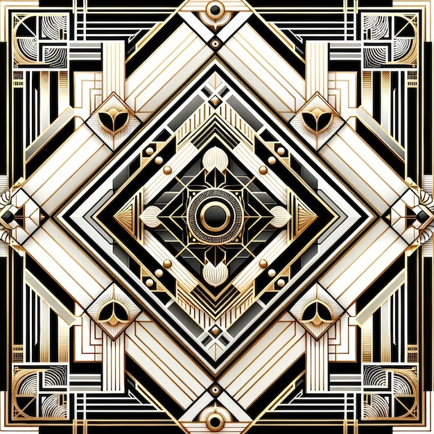 Art Deco Elegance in Geometric Black and Gold