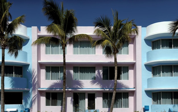 Art deco gevel van een gebouw in Miami