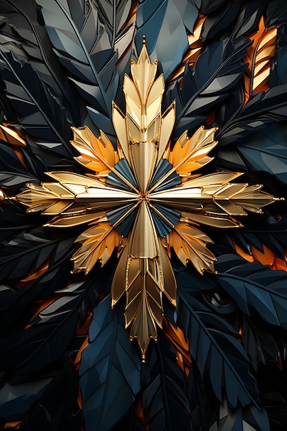 アート・デコ・インスピレーション 聖十字架と<unk>の葉の装飾 十字架 パーム・サンデー 写真 クリスチャン・アート