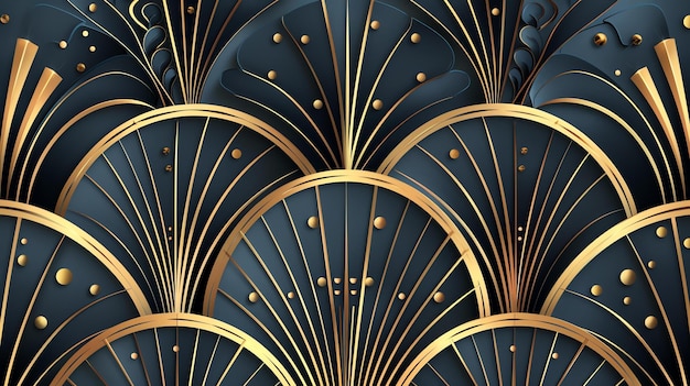 Art deco naadloos patroon met gouden elementen Vector illustratie