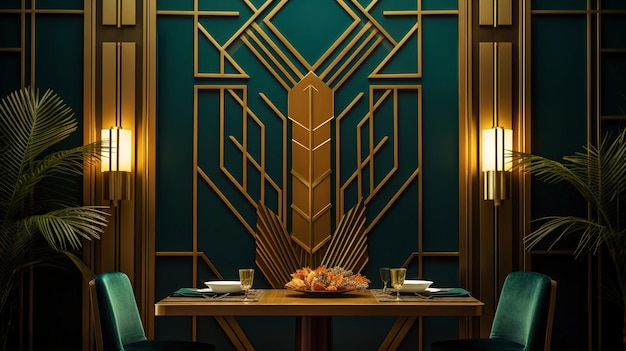 Photo art deco organic dining room gilded natural elegance