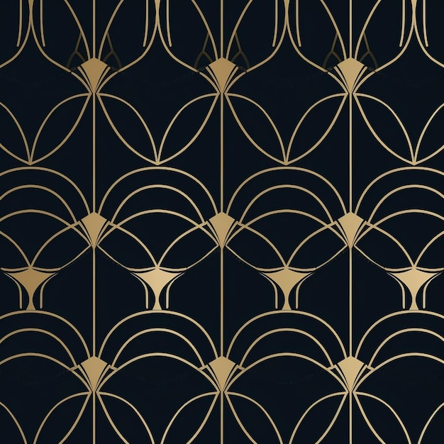 Art deco seamless vintage wallpaper pattern Geometric background Gold luxury invitation card desig