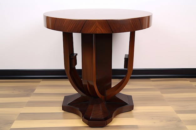 Art deco side table with geometric base and sleek top