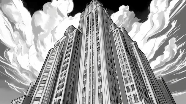 Art deco skyscraper from the 1920s Fantasy concept Illustration painting