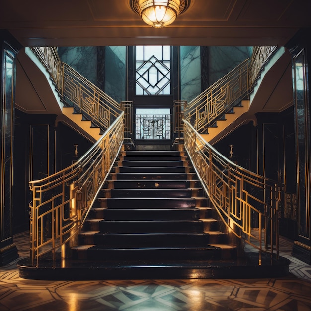 Art Deco Stairs in a 1920s Mansion