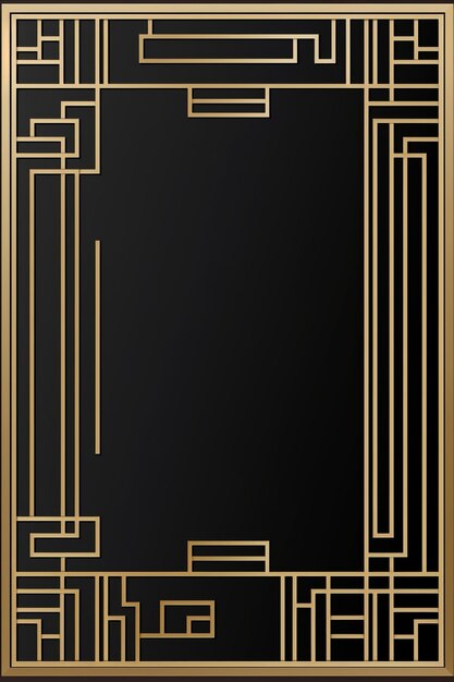 Photo an art deco style black and gold frame