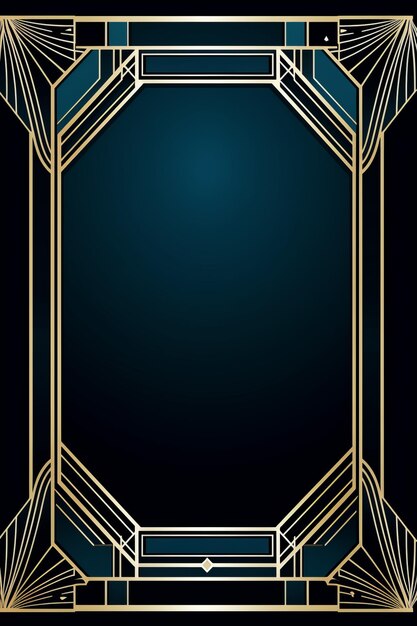 Photo an art deco style frame on a black background