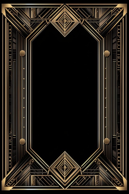 Photo an art deco style frame on a black background