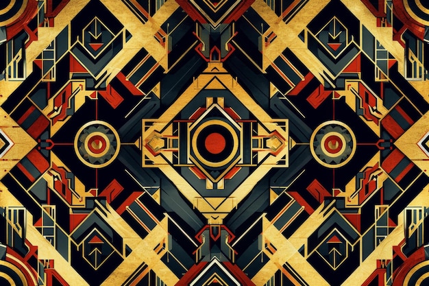 An art deco style geometric pattern in metallic hues AI generated