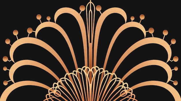 Photo art deco style gold and black ornament vector illustration