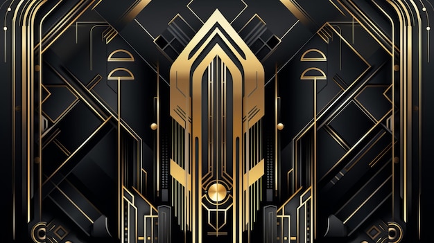 The art deco style poster with gold and black