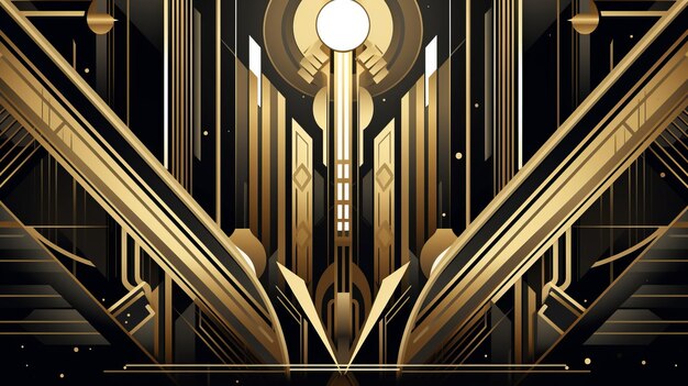 Photo an art deco style poster with gold and black