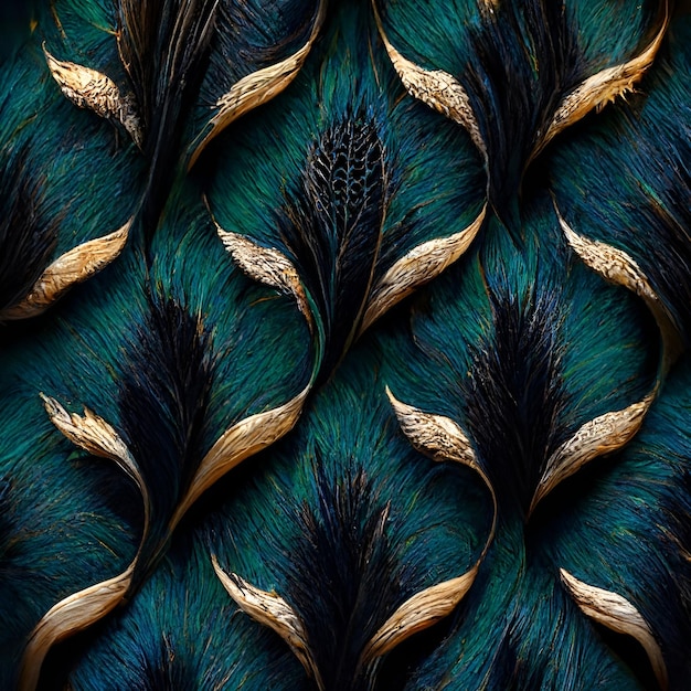 アート装飾的な孔雀の羽のシームレス パターン