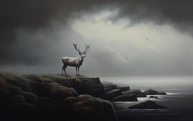 art deer in the style of surreal and dreamlike compositions