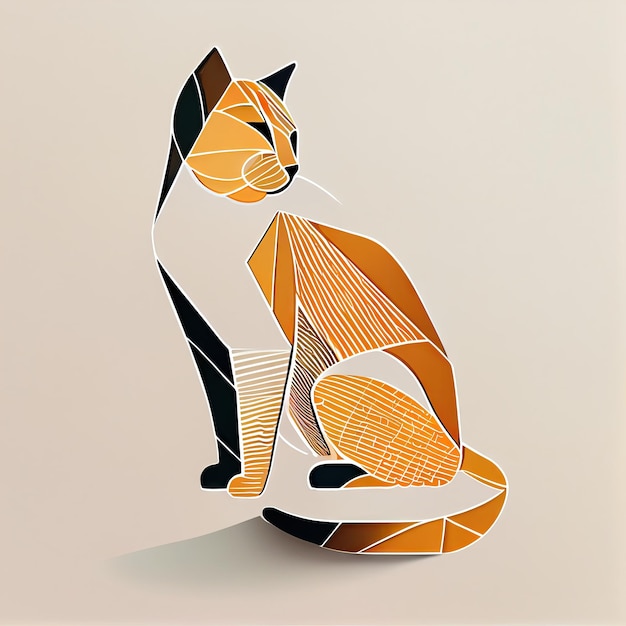 Художественный дизайн в кошачьей наклейке, высечка котенка с минимальной концепцией