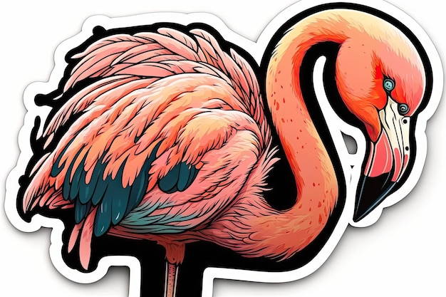 Art design in flamingo sticker die cut of wildlife with minimal concept