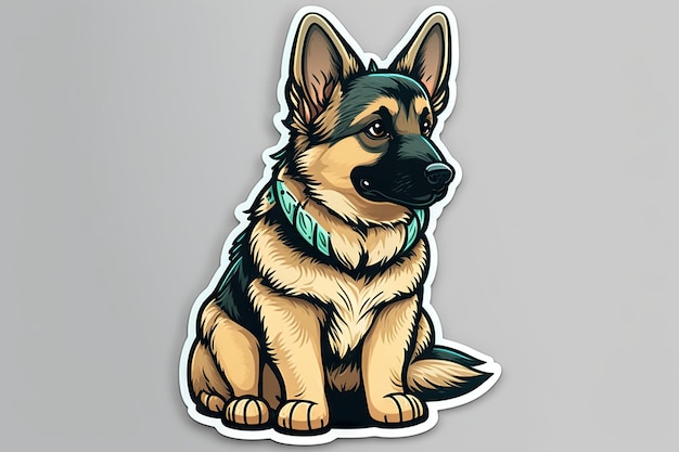 Photo art design in german shepherd sticker die cut of dog with minimal concept