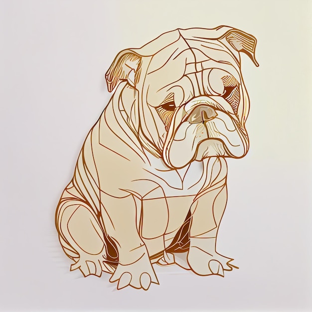 Фото Художественный дизайн в наклейке на бульдога, высечка собаки с минимальной концепцией