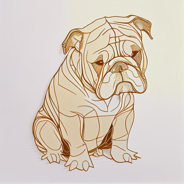 Foto art design in bulldog sticker gestanst van hond met minimaal concept