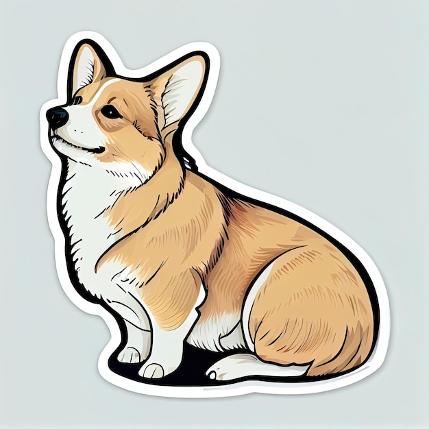 写真 最小限のコンセプトを持つ犬のコーギー ステッカー ダイカットのアート デザイン
