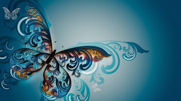 Art design with beautiful multicolored butterfly with patterned wings