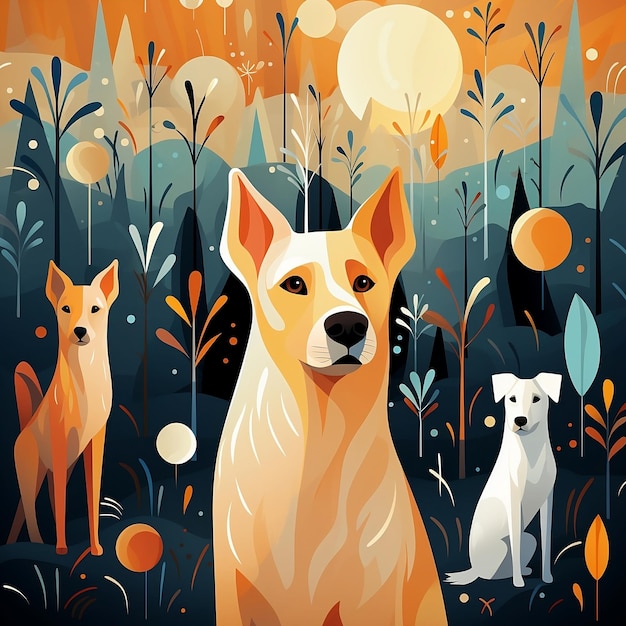 Art of dog family