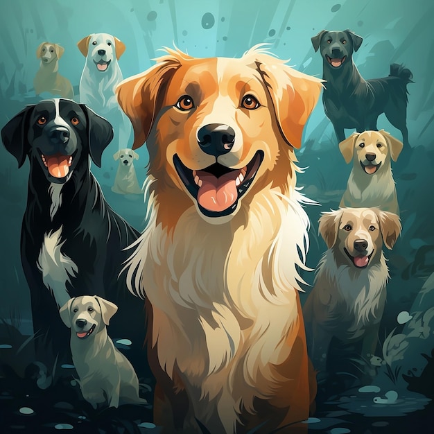 Art of dog family