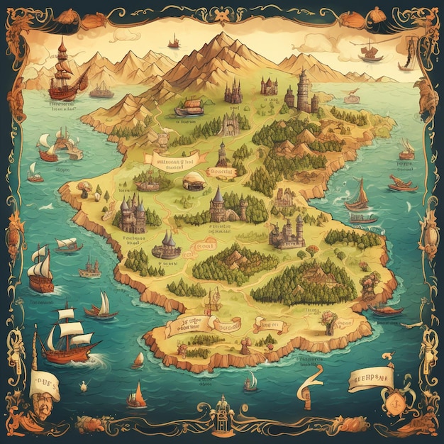 Premium AI Image  The Art of Exploration Elevating Maps to Masterpieces