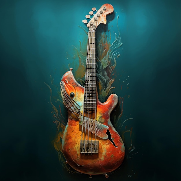 Premium Photo  Art of fish playing guitar beautiful image Ai generated art