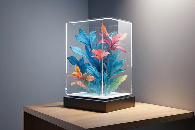 Art on a floating magnetic liquid display with changing patterns mockup