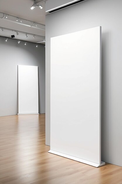 Art Gallery Exhibit Description Signage Mockup with blank white empty space for placing your design