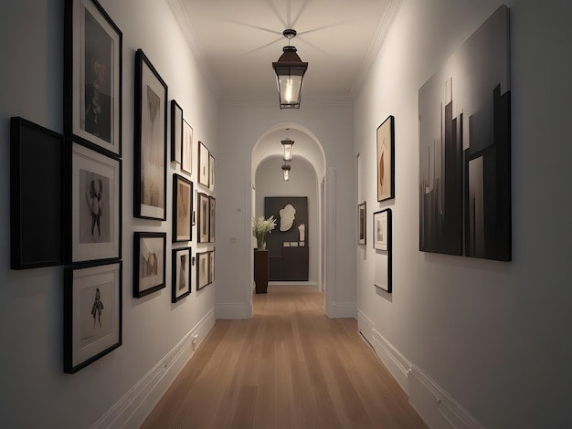 Art Gallery Inspired Hallway With Track Generative AI