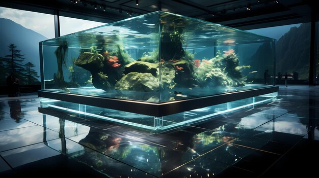 Photo an art gallery with an aquarium