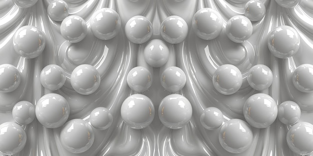 Art illustration abstract light 3D background with white balls