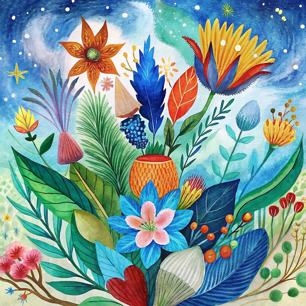 art illustration bursting with life and color