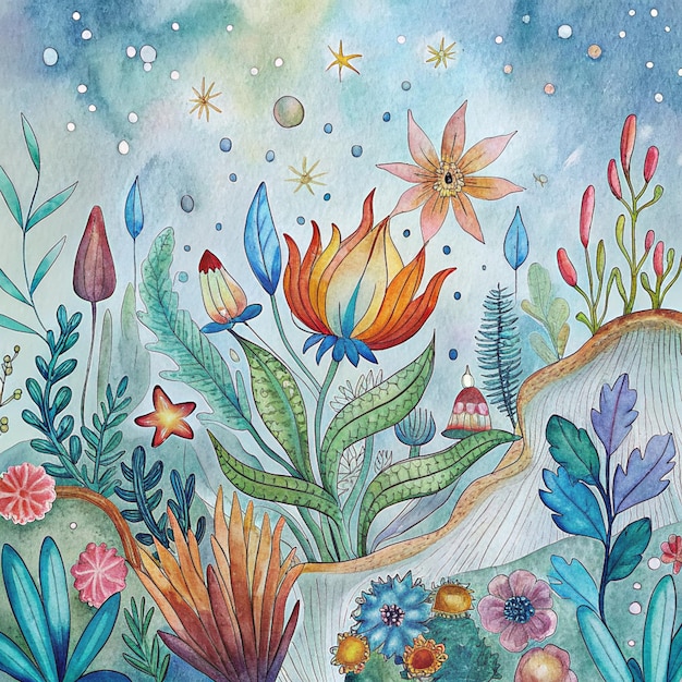 art illustration bursting with life and color