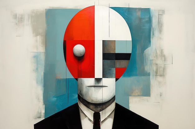 Art illustration of a faceless person in a suit anonymous in the Bauhaus style Contemporary artwork