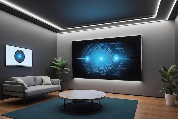 Фото Искусство в комнате с биометрически контролируемым освещением и температурным макетом