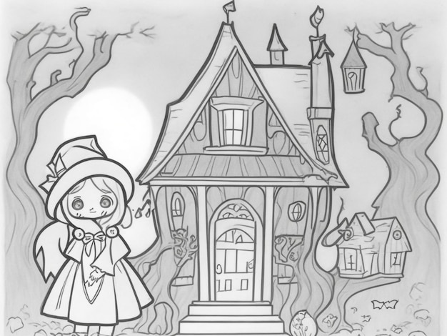 The art for kids coloring book cute Halloween