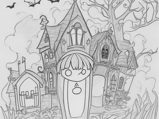 The art for kids coloring book cute Halloween