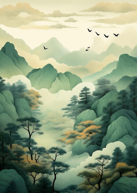 Art landscape nature mountain illustration