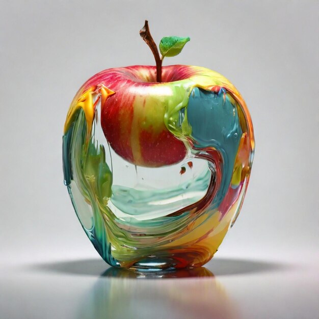 Art made of a colorful apple with neon lights AI generated art